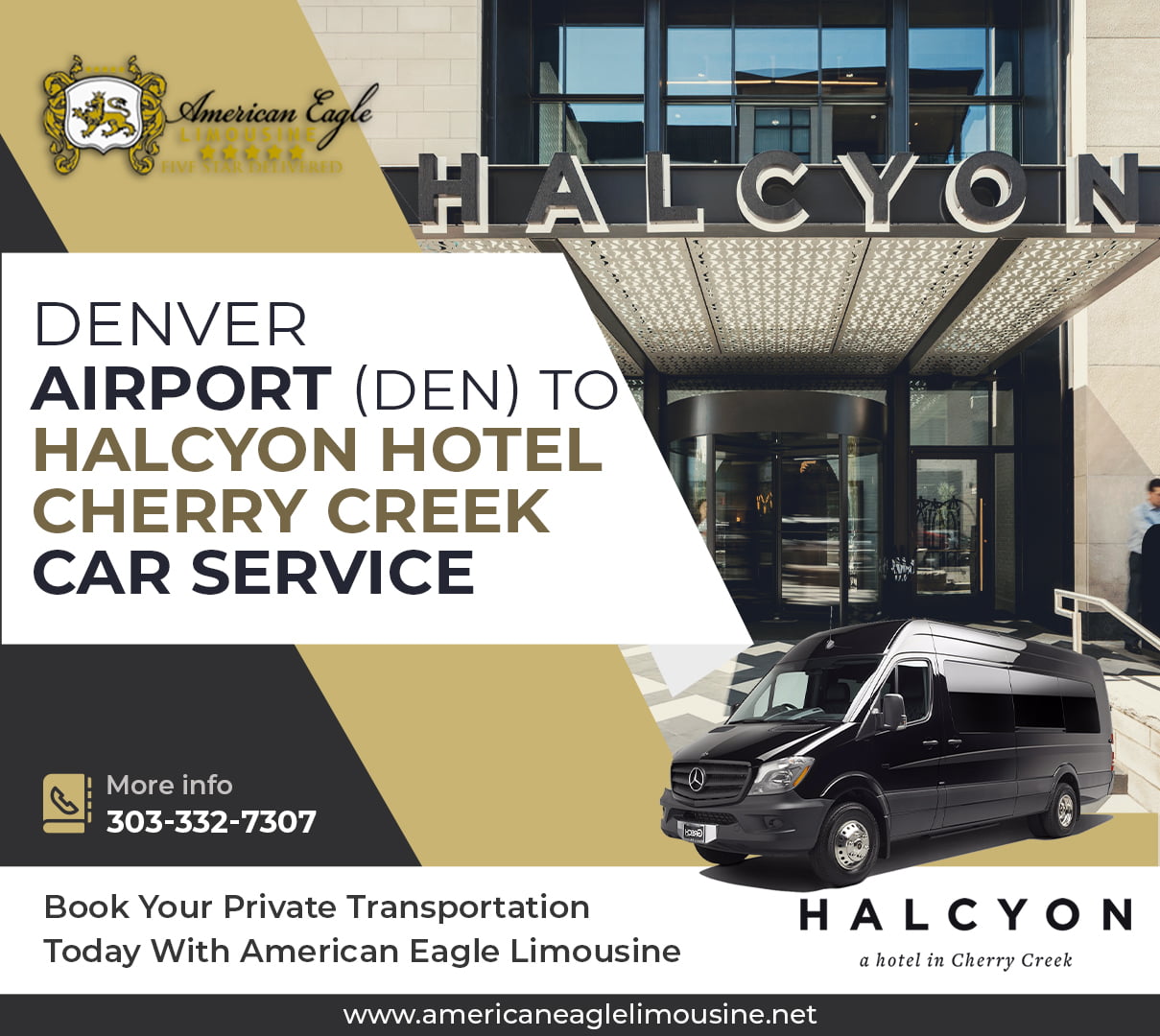 Read more about the article The cheapest way to get from Denver Airport (DEN) to Halcyon Hotel Cherry Creek Denver Private Shuttle.