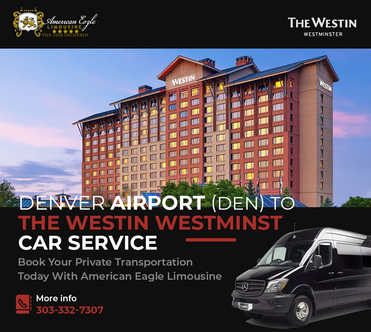 Read more about the article The cheapest way to get from Denver Airport (DEN) to The Westin Westminster Private Shuttle.