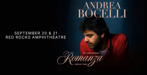 Andrea Bocelli performing live at Red Rocks Park & Amphitheatre in Denver