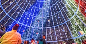 Holiday lights and festive displays during Mile High Holidays in Denver