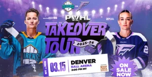 PWHL Takeover Tour New York vs Minnesota hockey game at Ball Arena